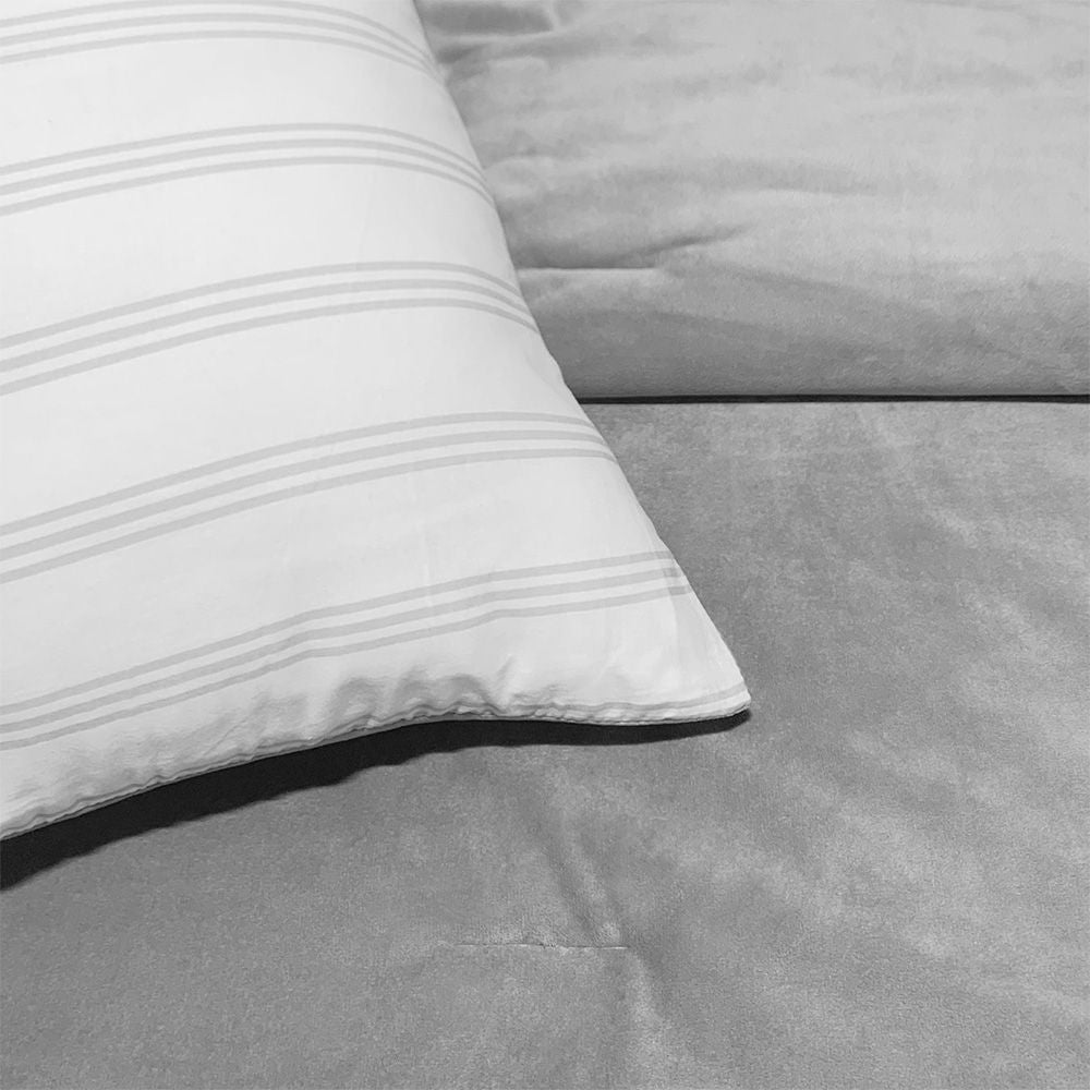 Wonderful Bedding Gray Striped 5-Piece Comforter Set - 350 Mesh (140T) Wonderful