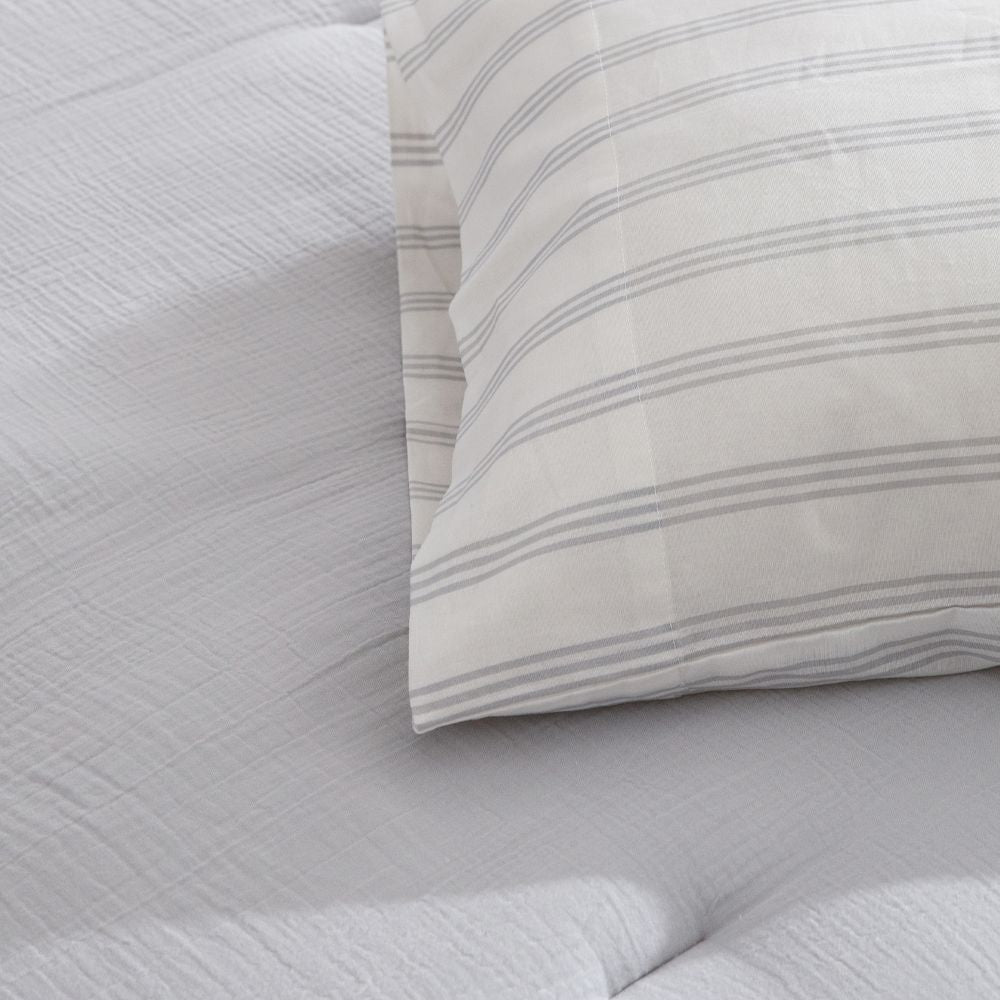 Wonderful Bedding Dreamy Gauze Cotton 7-Piece Comforter Set Back Striped Wonderful