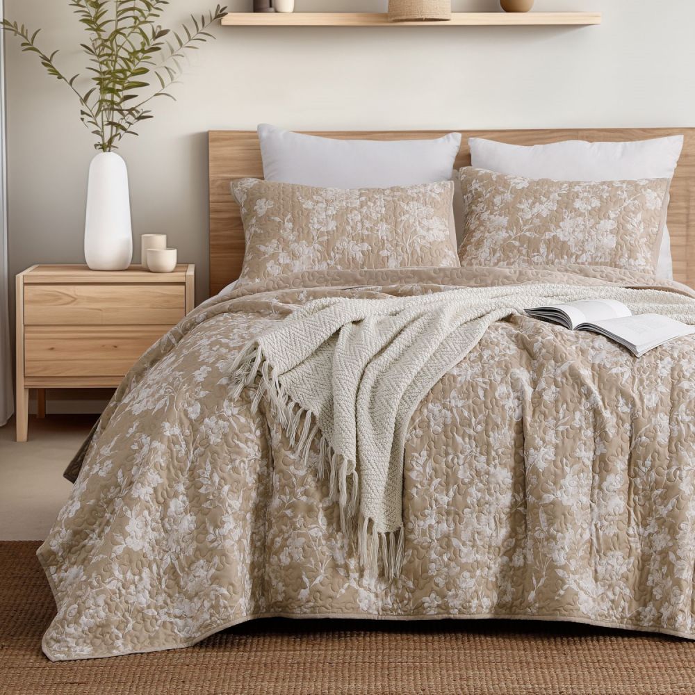 Wonderful Bedding Gradient Floral Printed 3-Piece Quilt Set Wonderful