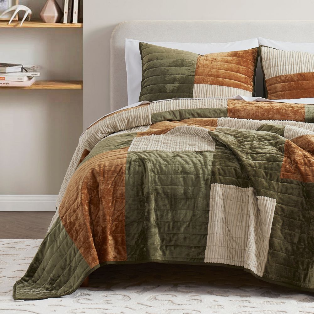 Wonderful Bedding Farmhouse Style Patchwork 3-Piece Quilt Set Wonderful