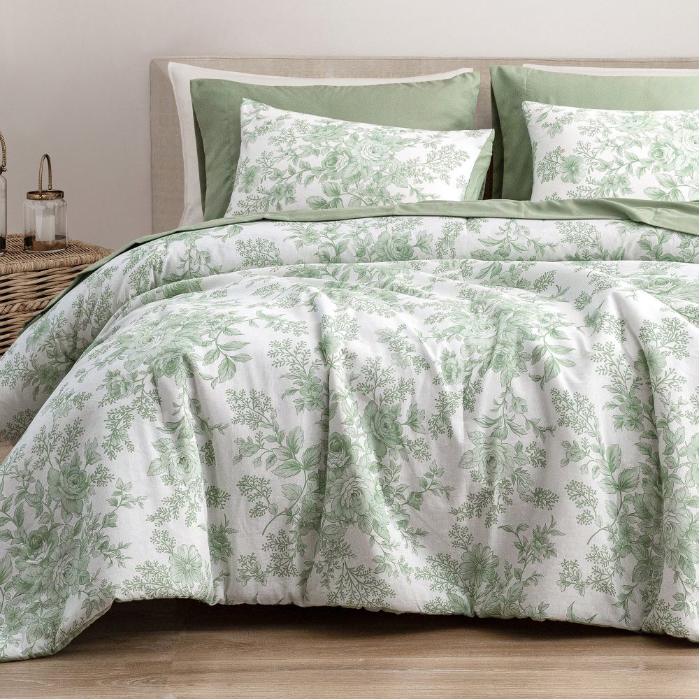 Wonderful Bedding Rose-Patterned Printed 7-Piece Comforter Set Wonderful