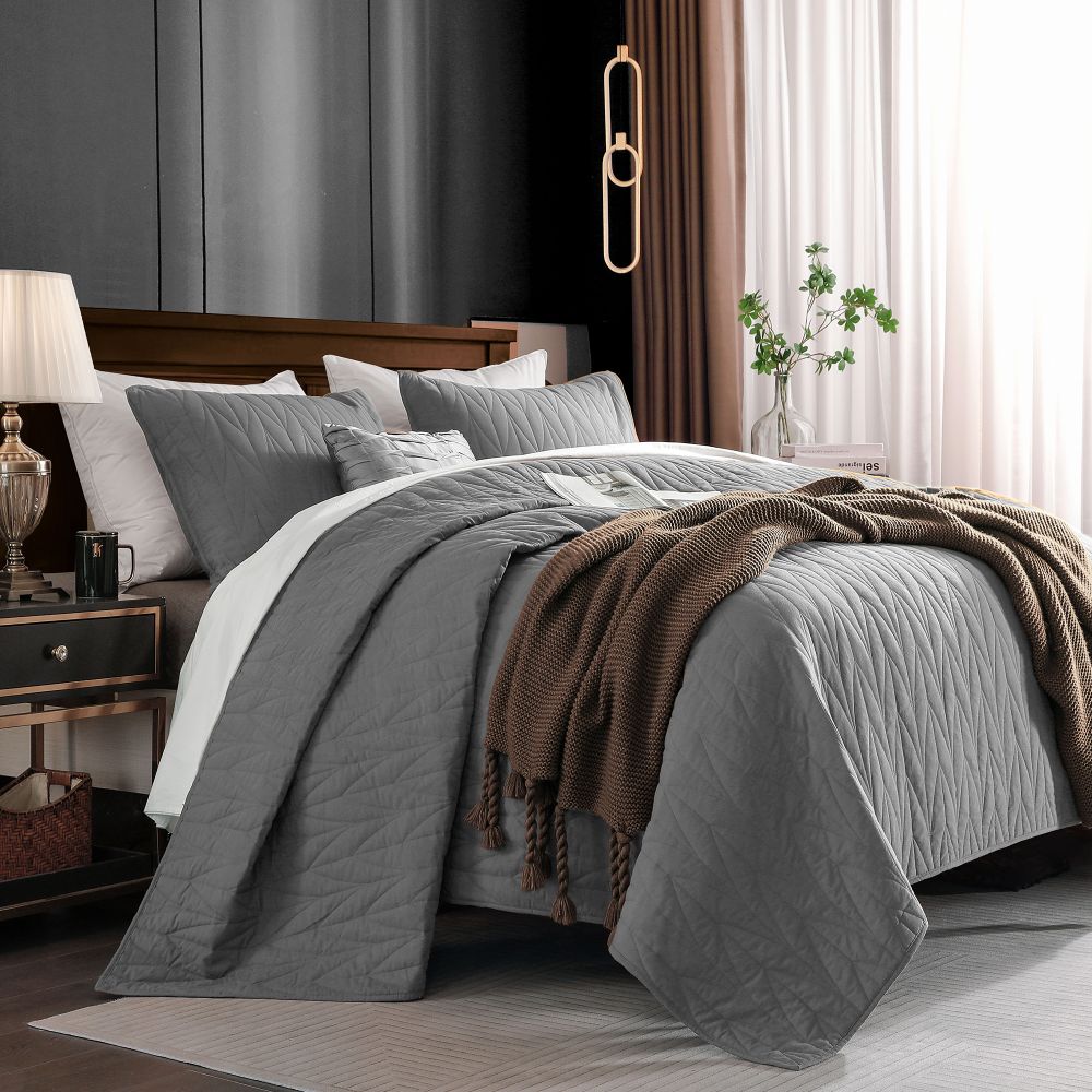 Wonderful Bedding Solid Washed Cotton 3-Piece Qulit Set Wonderful