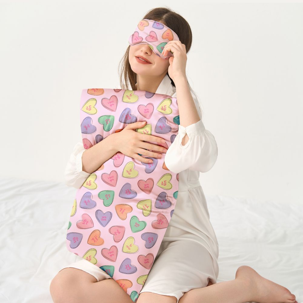 Wonderful Valentine's Day Silk Gift Set, Silk Pillowcase & Sleep Mask Set Wonderful