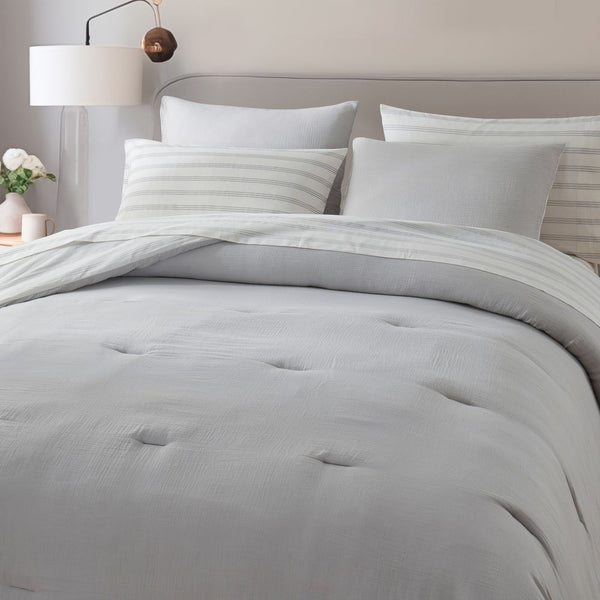 Wonderful Bedding Dreamy Gauze Cotton 7-Piece Comforter Set Back Striped Wonderful