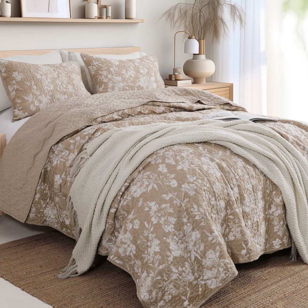 Wonderful Bedding Gradient Floral Printed 3-Piece Quilt Set Wonderful