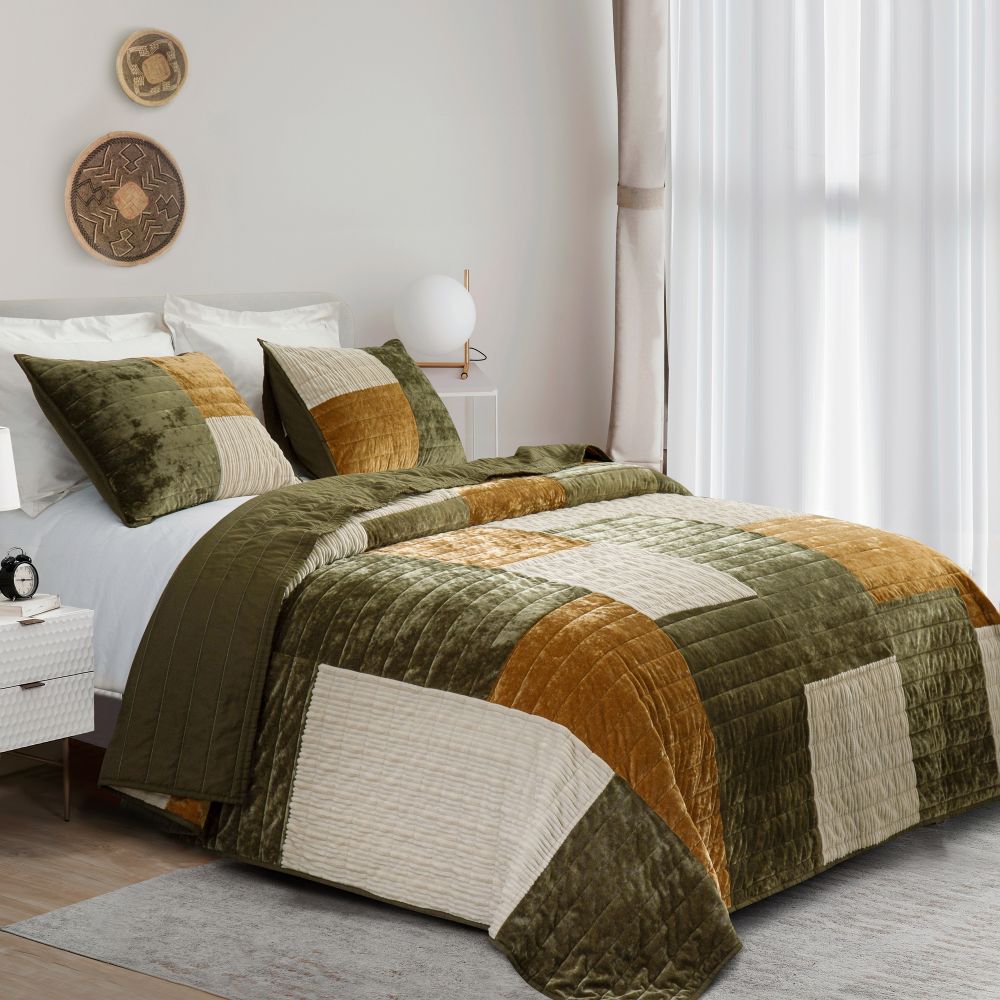 Wonderful Bedding Farmhouse Style Patchwork 3-Piece Quilt Set Wonderful