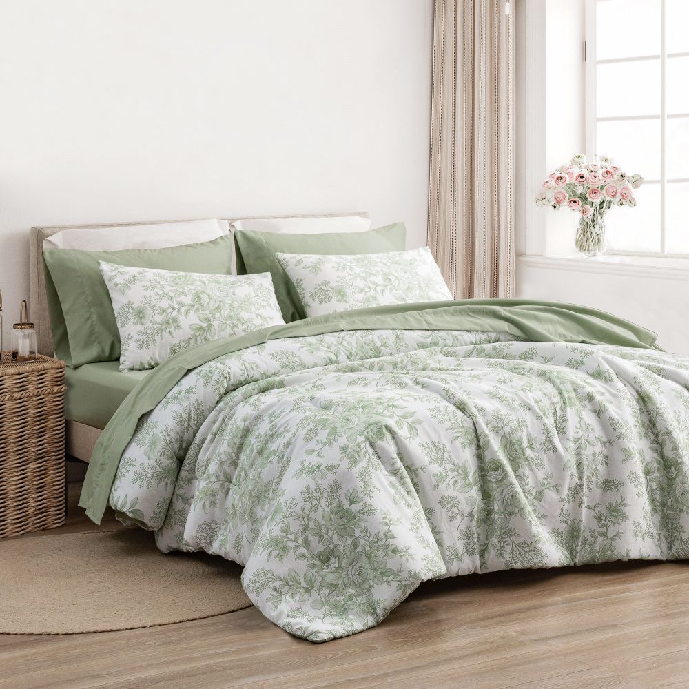 Wonderful Bedding Rose-Patterned Printed 7-Piece Comforter Set Wonderful