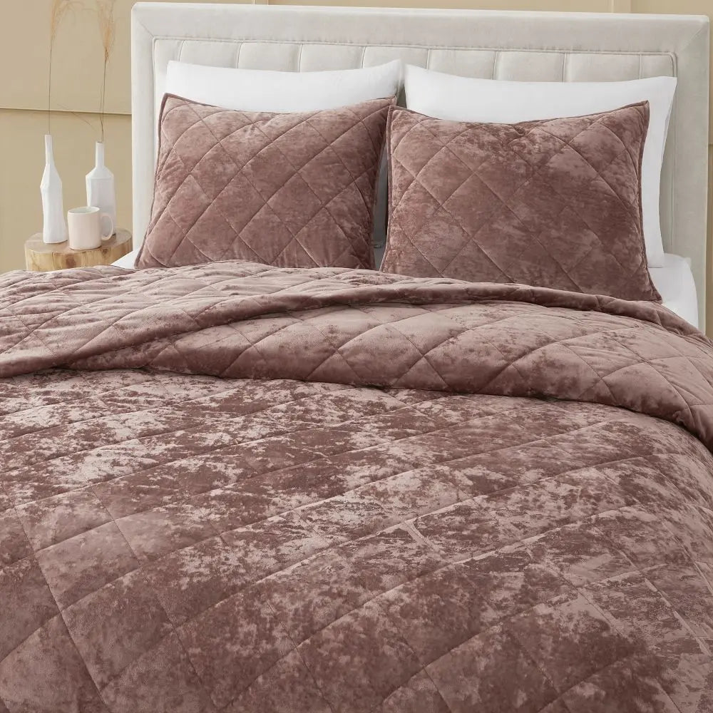 Prime Linens Luxury Crushed Velvet Duvet Cover Set - Double/King/Super King, Solid Colors, Pillowcase Included