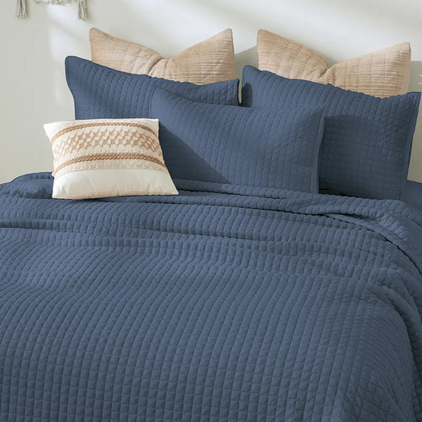 Wonderful Bedding Luxurious Cotton-Feel Waffle Weave 3-Pieces Quilt Set