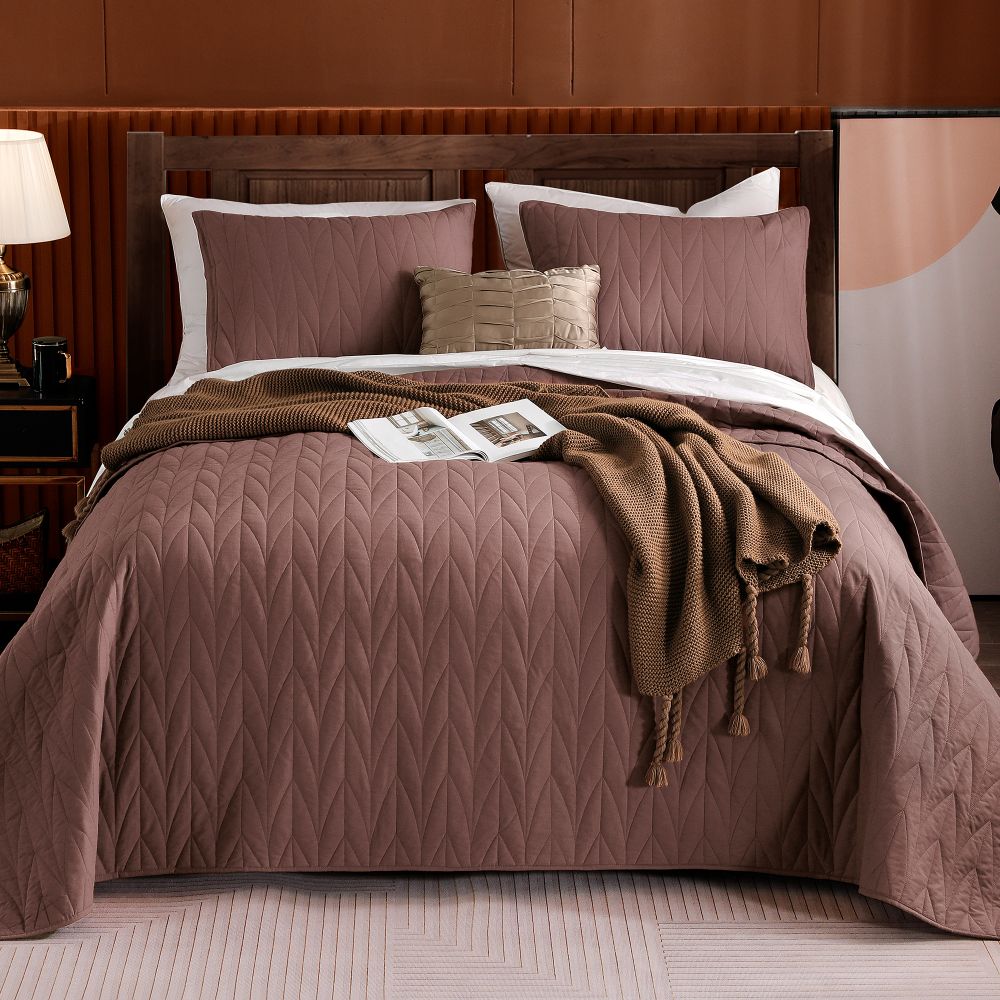 Wonderful Bedding Solid Color 100% Cotton 3-Piece Quilt Set-