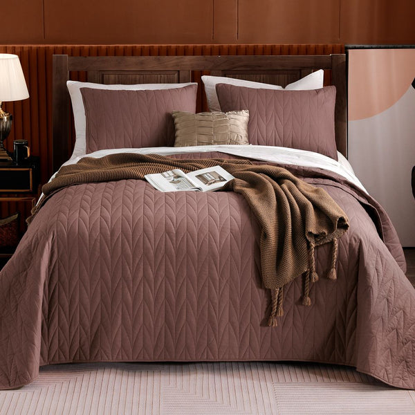 Wonderful Bedding Solid Color 100% Cotton 3-Piece Quilt Set