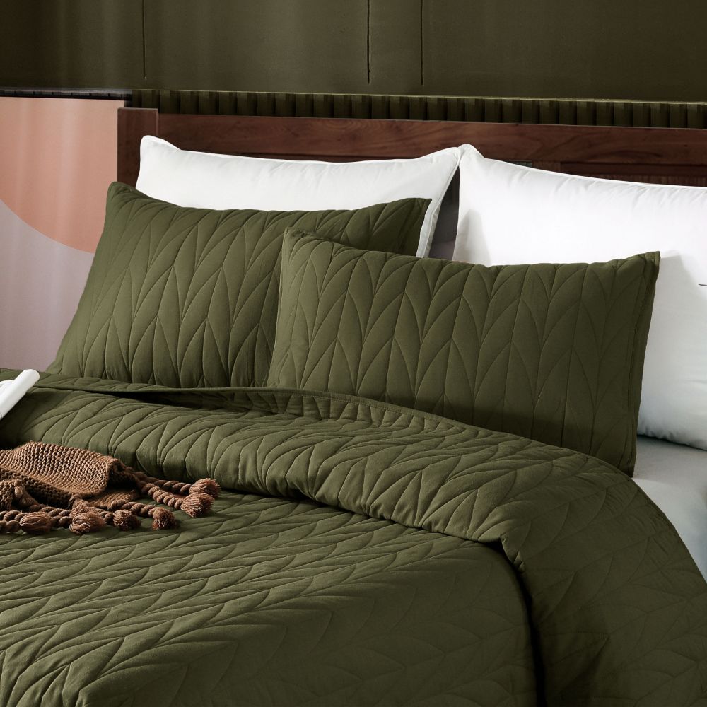 Wonderful Bedding Solid Color 100% Cotton 3-Piece Quilt Set-
