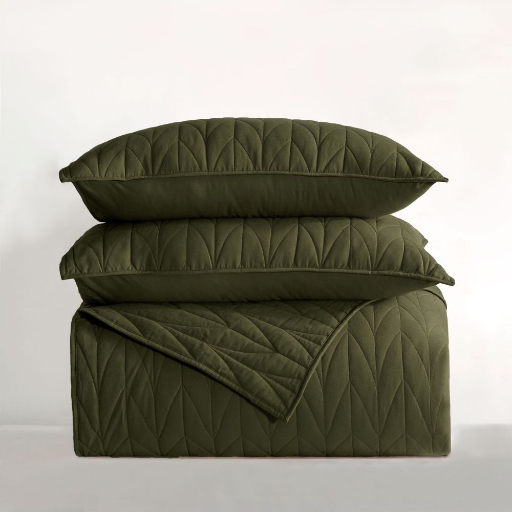 Wonderful Bedding Solid Color 100% Cotton 3-Piece Quilt Set-