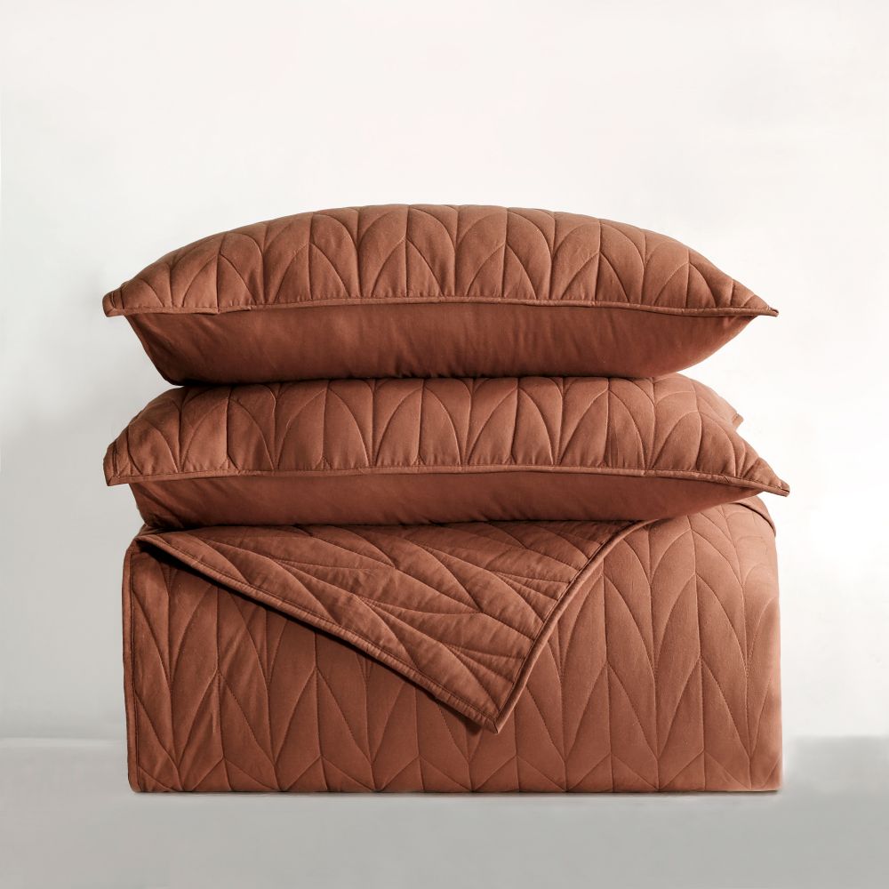 Wonderful Bedding Solid Color 100% Cotton 3-Piece Quilt Set-