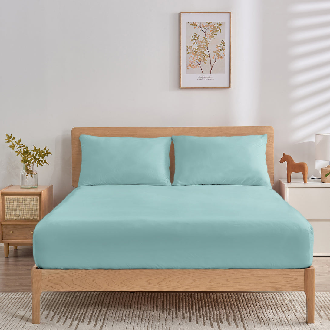 Wonderful Jersey Knit 3-Piece Cooling Sheet Set – Soft, Breathable, Deep 12" Pocket for Comfort-Dusty Blue-Twin-
