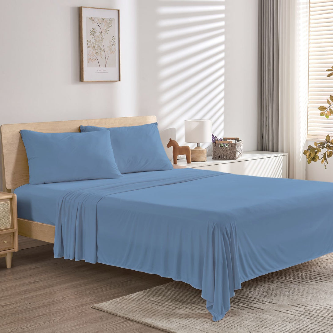 Wonderful Jersey Knit 3-Piece Cooling Sheet Set – Soft, Breathable, Deep 12" Pocket for Comfort-