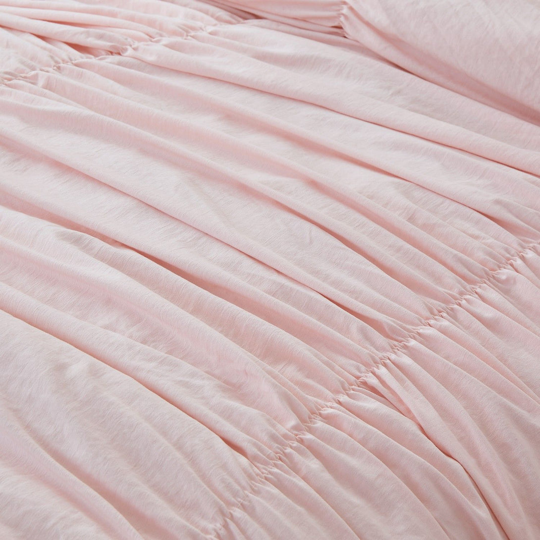 Wonderful Pink Lightweight Ruched Comforter Set