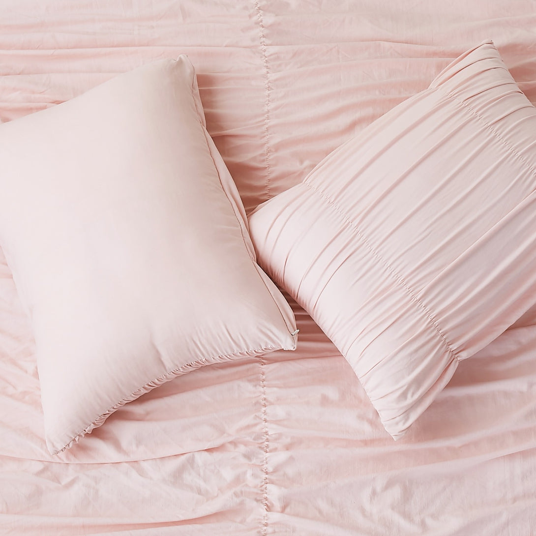 Wonderful Pink Lightweight Ruched Comforter Set