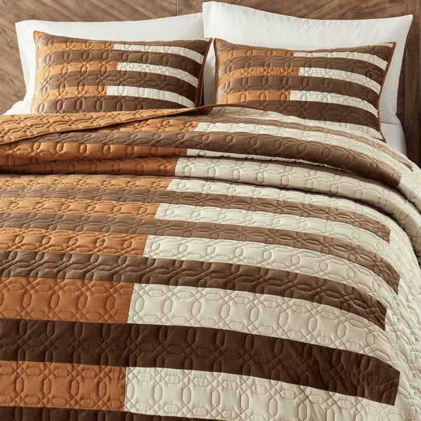Wonderful Modern Farmhouse Piano Patchwork Velvet Quilt Set - 3pc All-Season Luxury Bedding