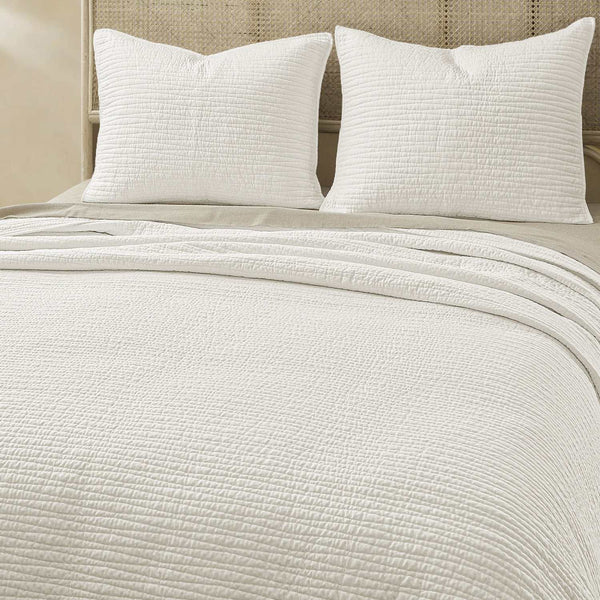 Wonderful Natural Linen Cotton - Wave Stitched Quilt set 3-Piece All-Season Bedding
