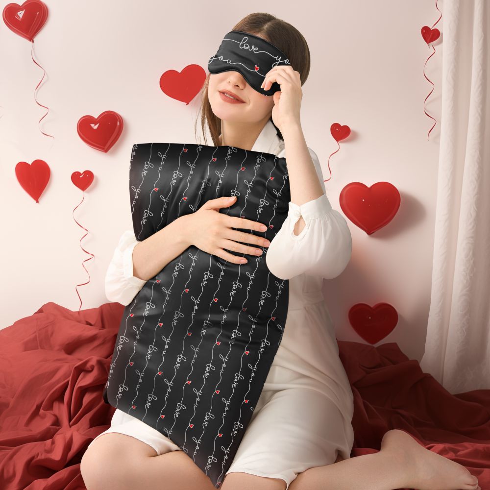 Wonderful Valentine's Day Silk Gift Set, Silk Pillowcase & Sleep Mask Set Wonderful