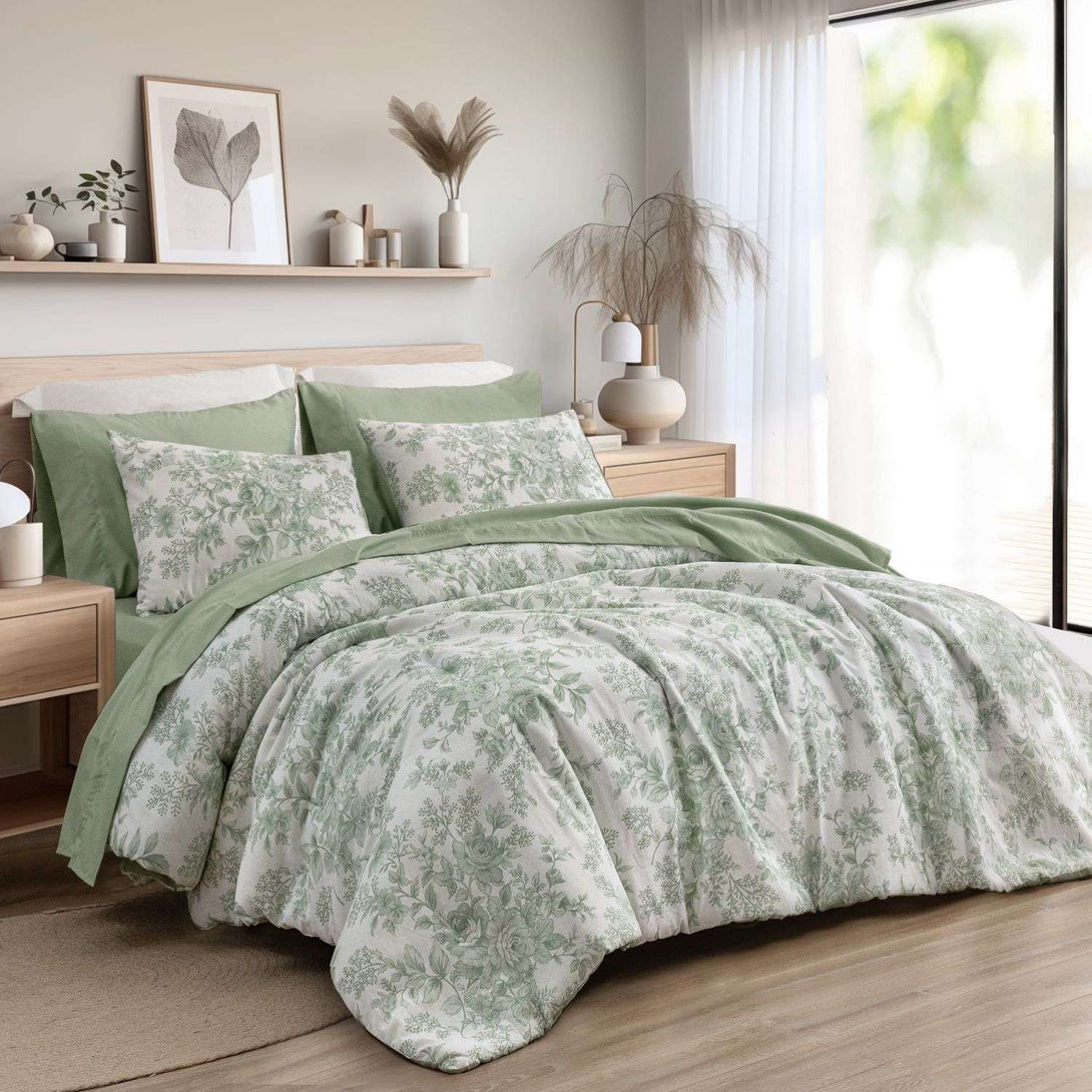 Wonderful Rose Patterned Printed 7-Piece Comforter Set-