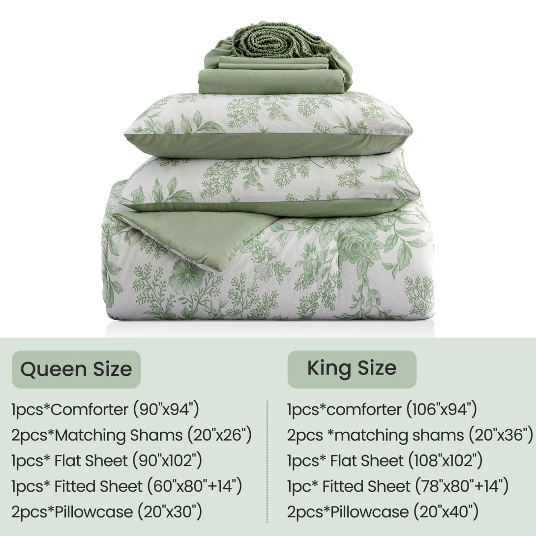 Wonderful Rose Patterned Printed 7-Piece Comforter Set-