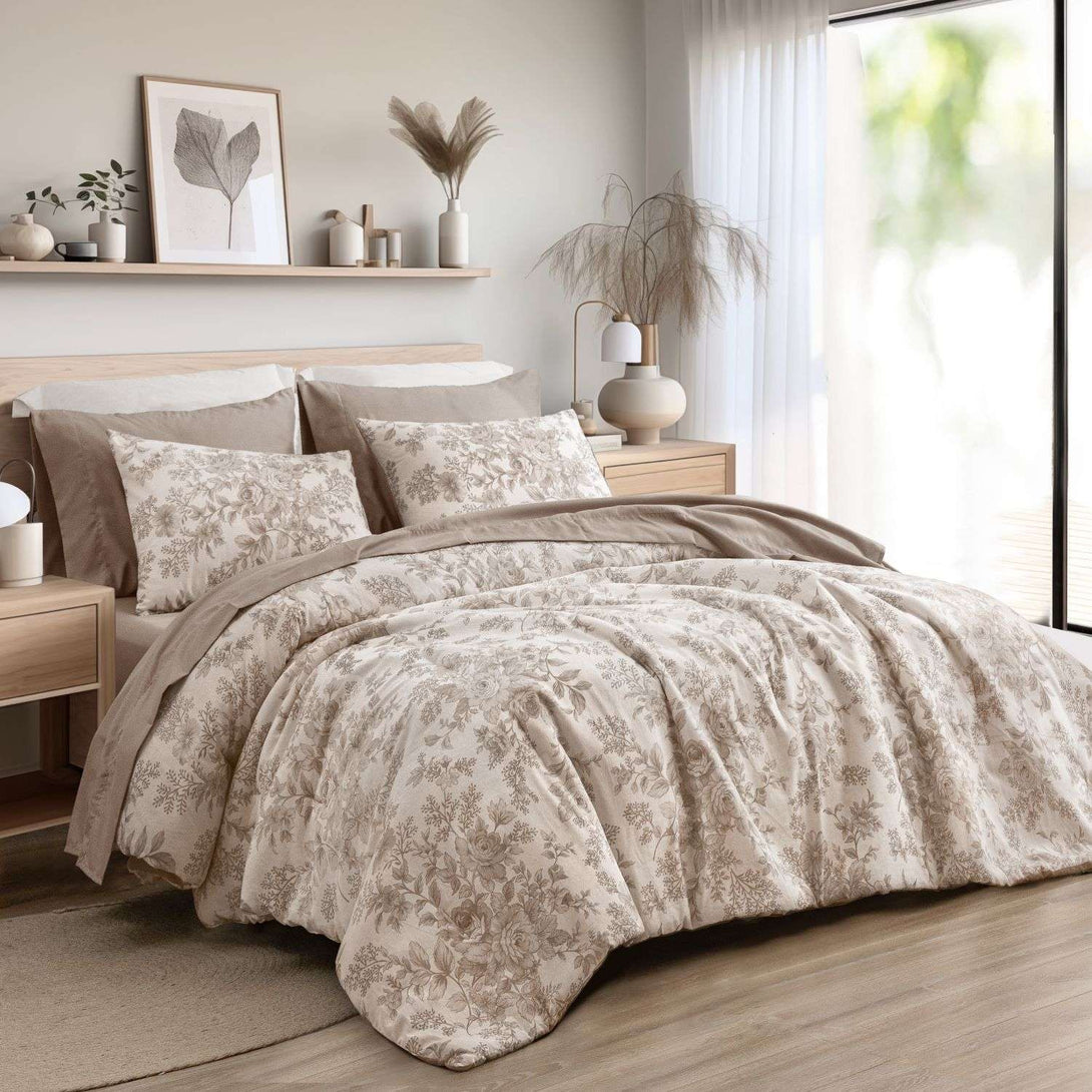 Wonderful Rose Patterned Printed 7-Piece Comforter Set-