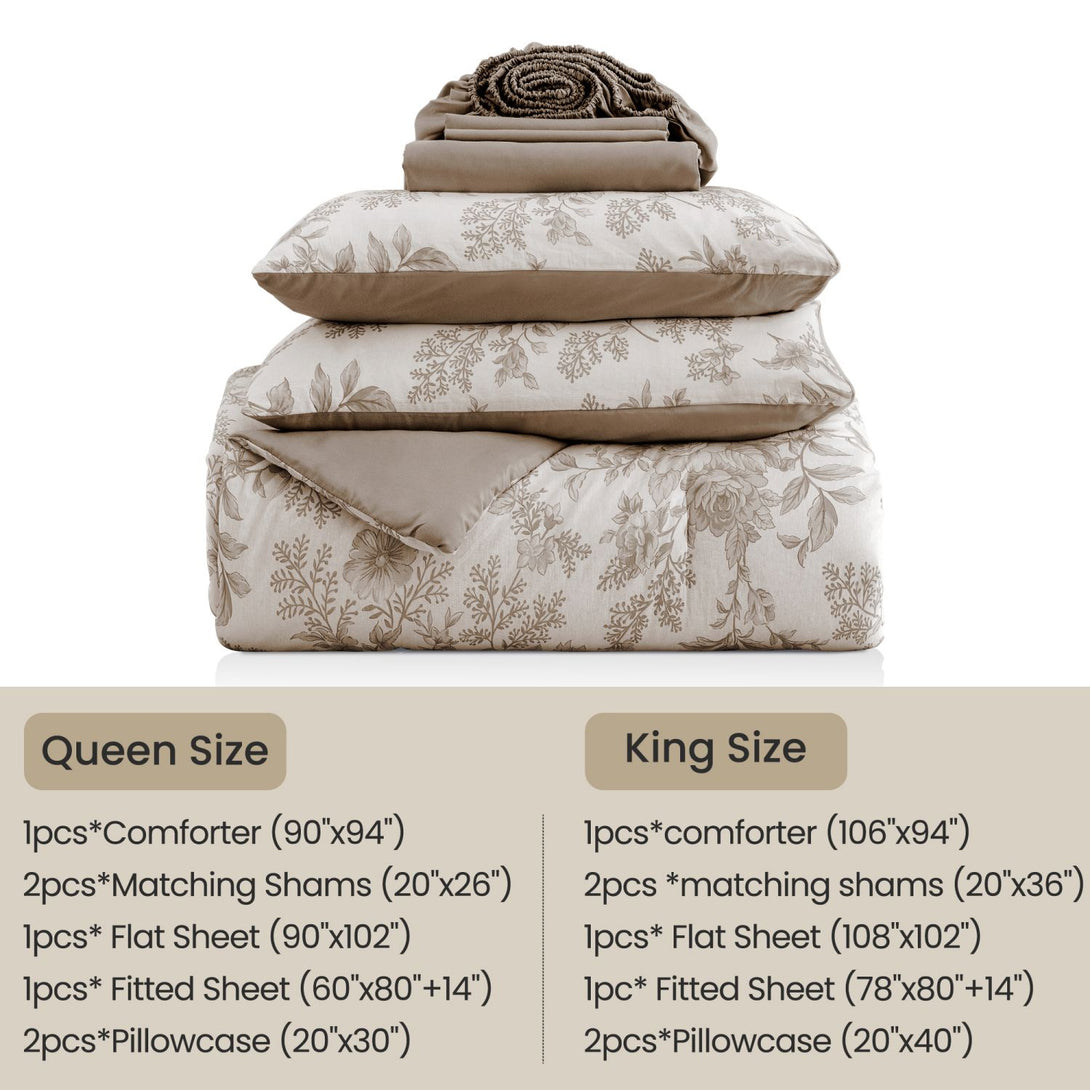 Wonderful Rose Patterned Printed 7-Piece Comforter Set-