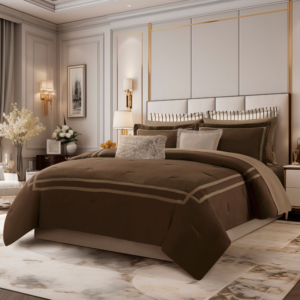 Wonderful Bedding Luxury Hotel-Style 7-Piece Comforter Set-