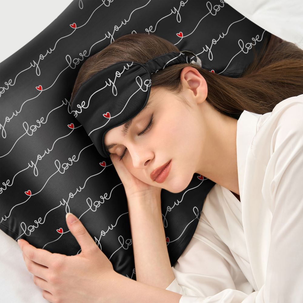 Wonderful Valentine's Day Silk Pillowcase & Sleep Eye Mask Gift Set-