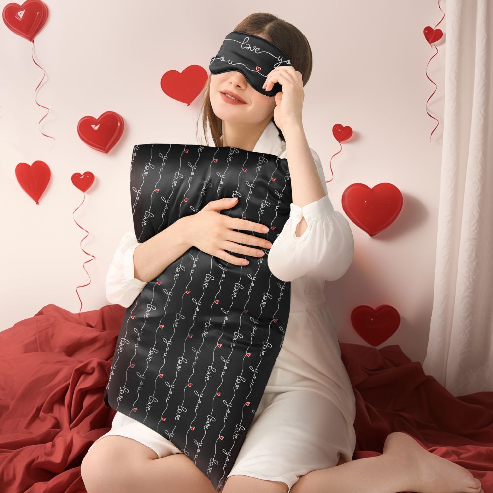Wonderful Valentine's Day Silk Pillowcase & Sleep Eye Mask Gift Set-
