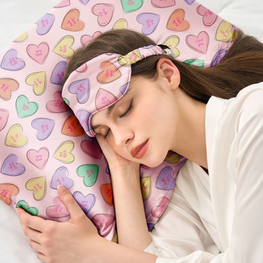 Wonderful Valentine's Day Silk Pillowcase & Sleep Eye Mask Gift Set-