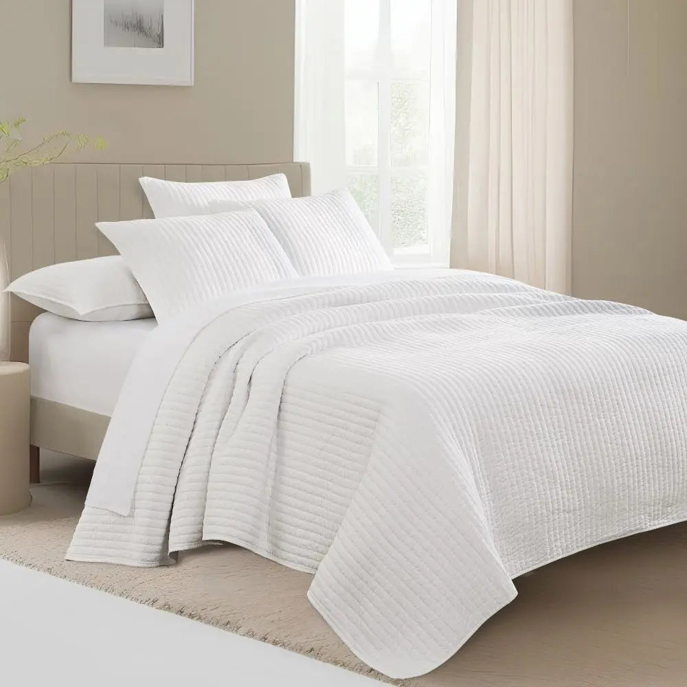 Wonderful Bedding Reversible Striped Jersey Cotton 3-Piece Quilt Set Wonderful